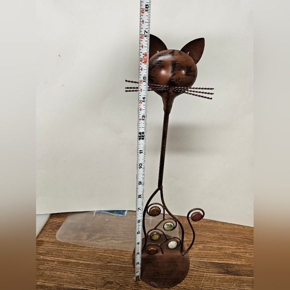 Vintage Long Neck Metal Art Cat Sculpture - Picture 5 of 6